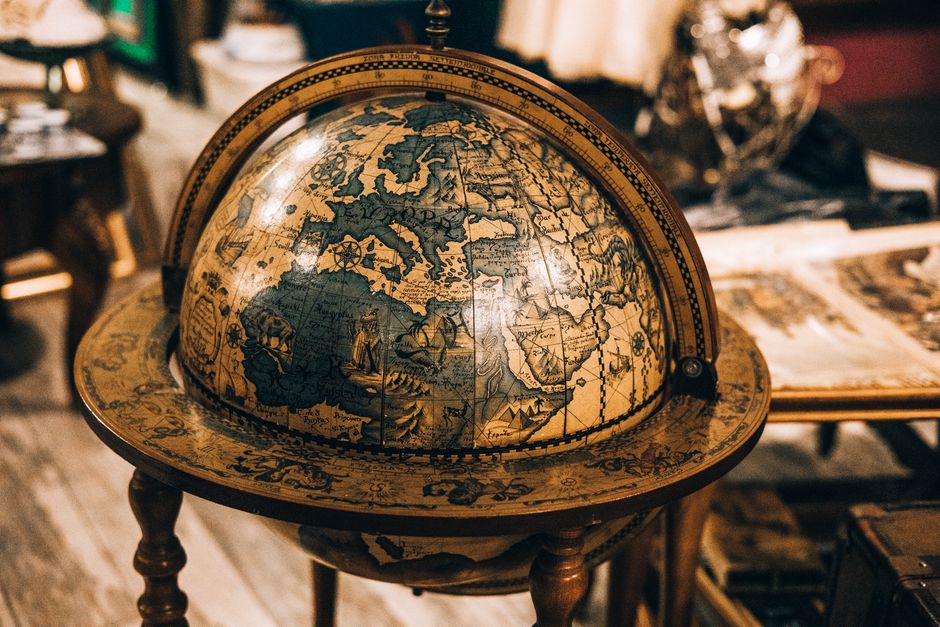 Antique-Style Globe Bar Cart