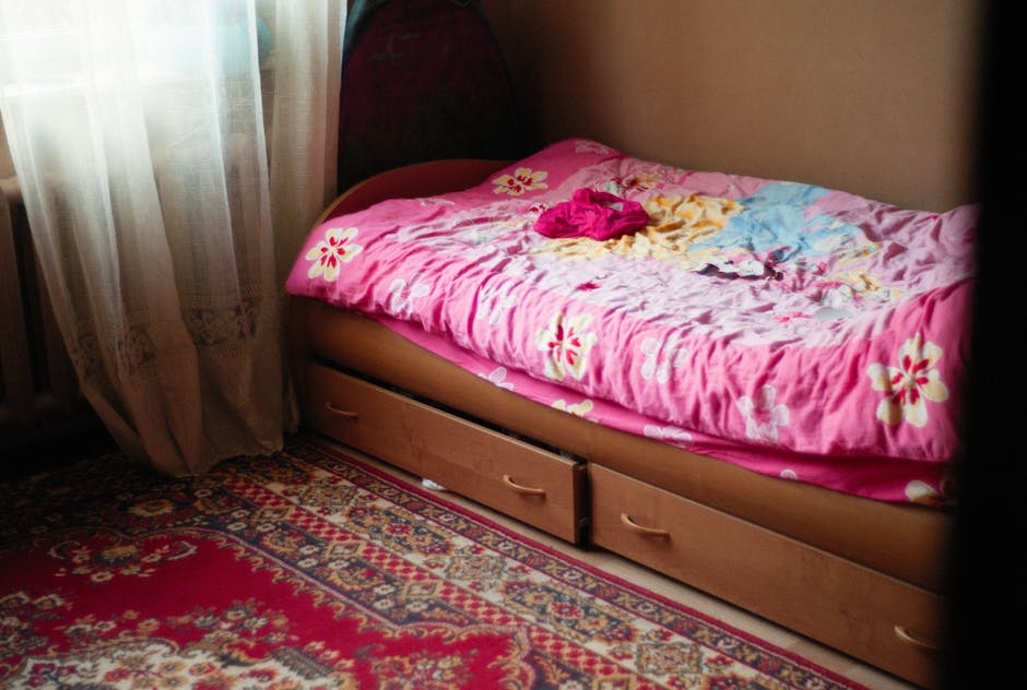Bed Frame with Built-In Drawers