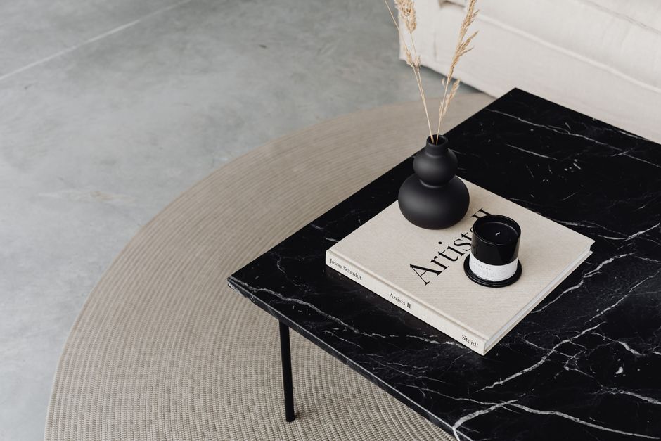 Black Marble Coffee Table with Curved Edges