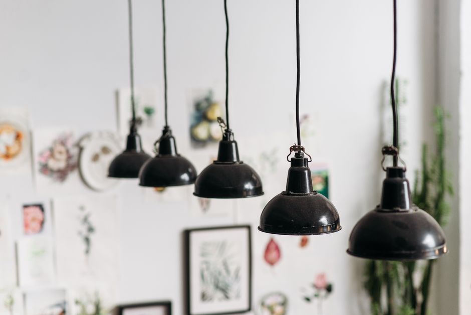 Black Metal Art Nouveau Pendant Light