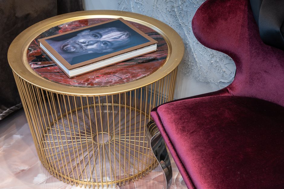 Black Velvet Armchair with Gold Legs