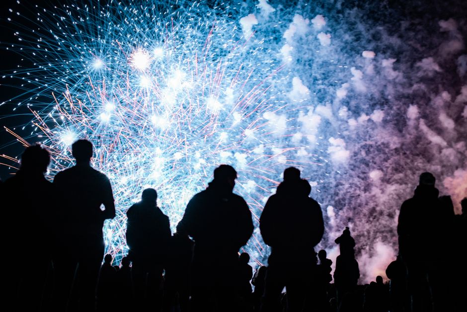 Blue Sky Firework Silhouette