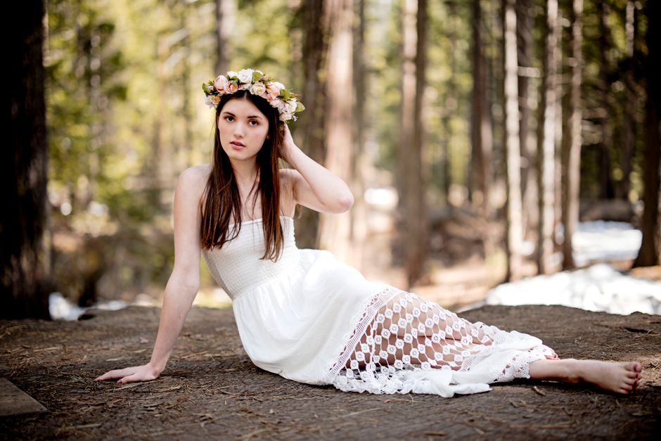Boho Floral Crown with White Roses