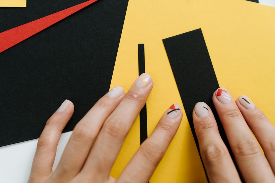 Bold Black and White Geometric Nails