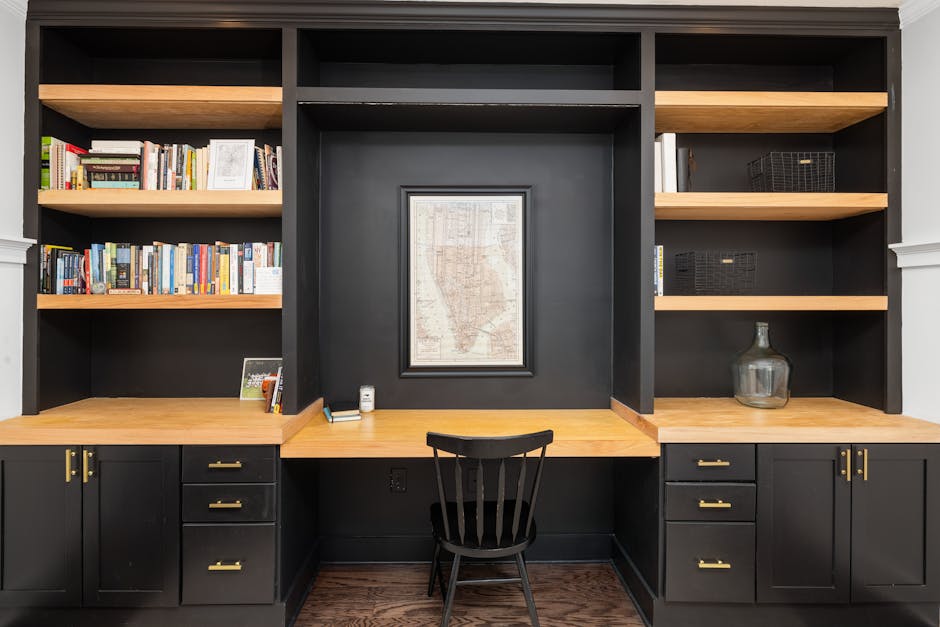 Built-In Bookshelves with Reading Stool