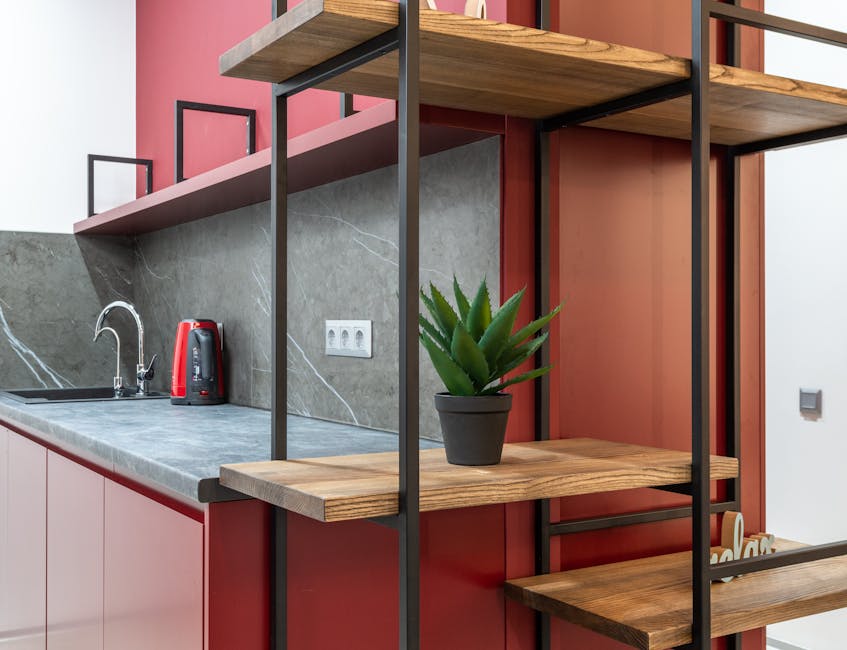Corner Shelving Units with Weighted Bases