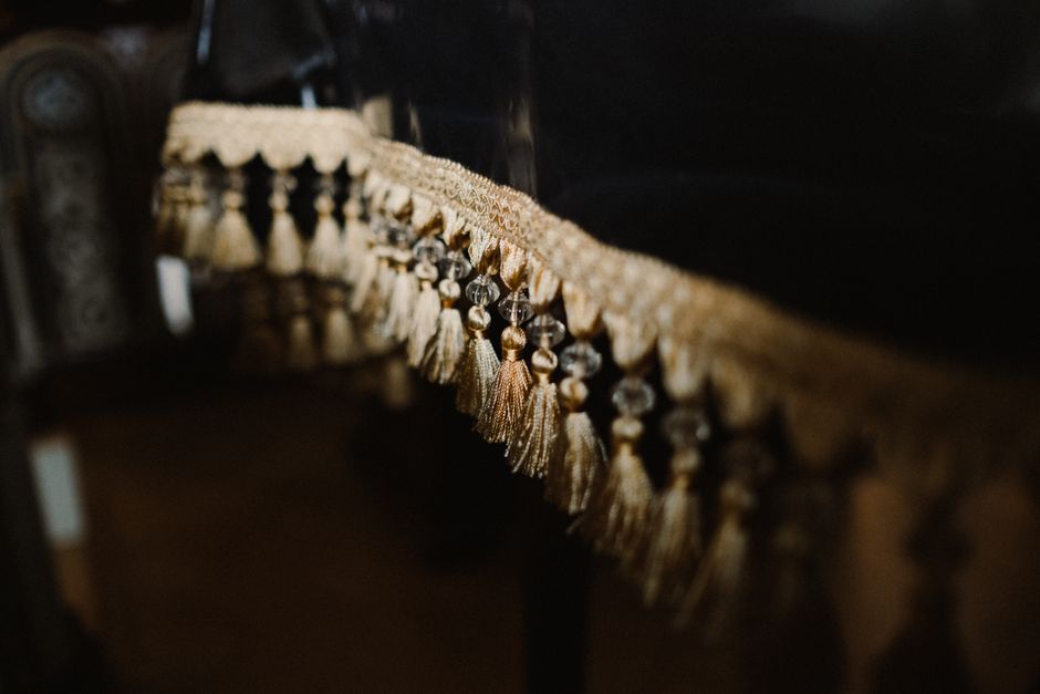 Crystal-Studded Velvet Ottoman