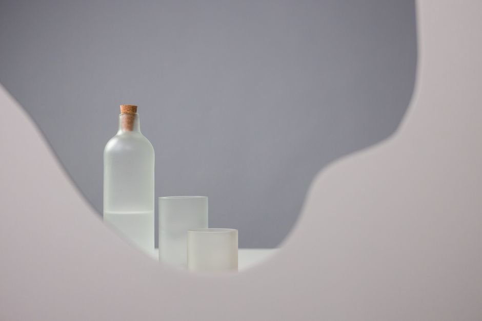 Decorative Frosted Glass Bottles with Cork Stoppers