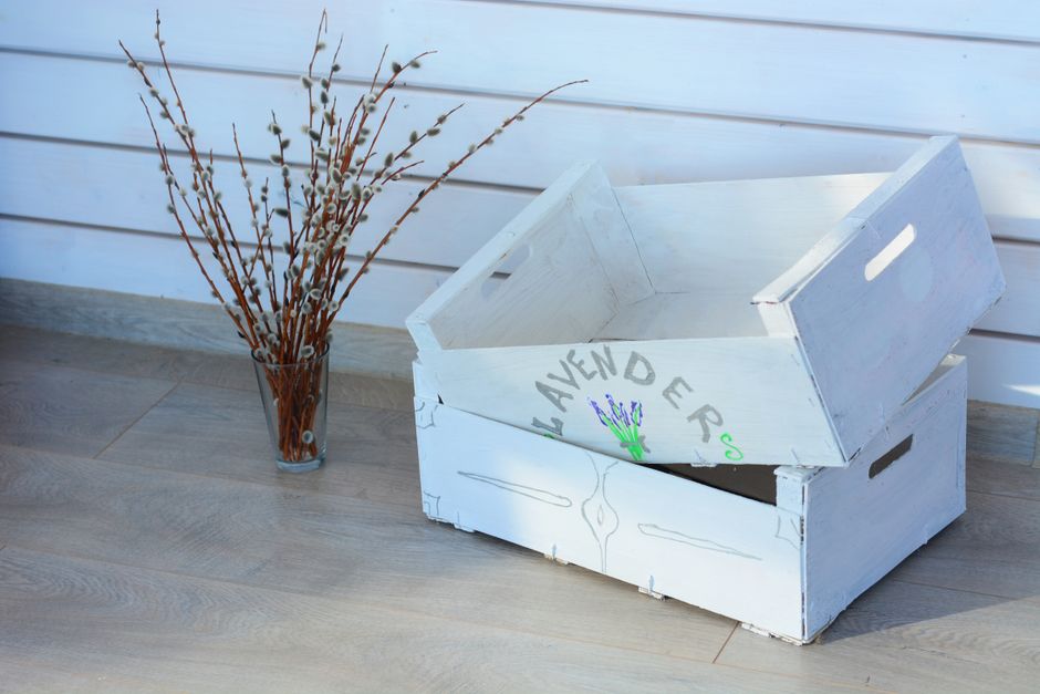 Distressed Wooden Crate Storage Box