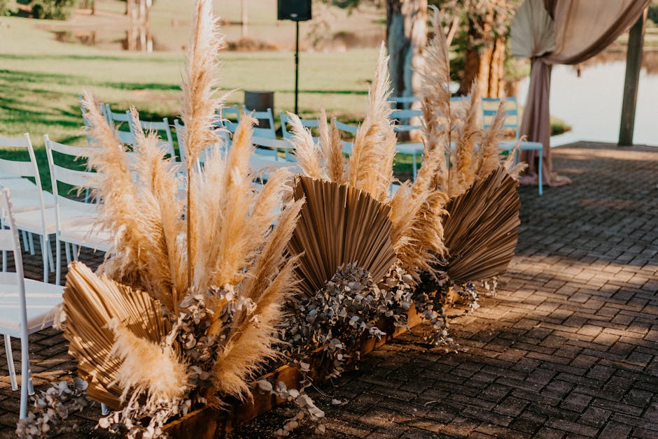 Dried Wheat and Pampas Grass Arrangement