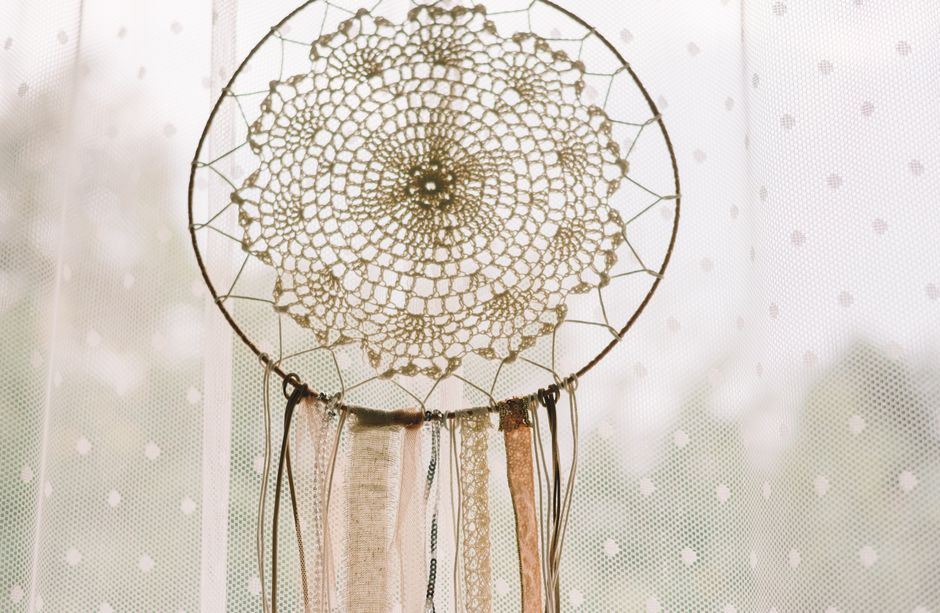Floor-Length Macrame Window Curtain