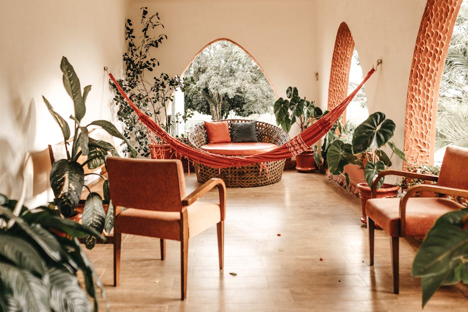 Hammock Chair Hanging in a Corner