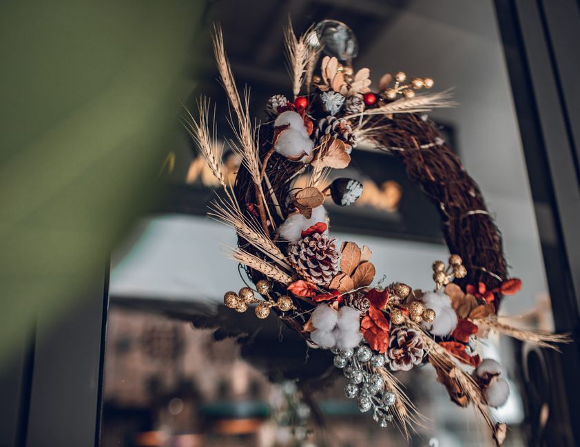 Harvest Wheat and Cotton Boll Wreath