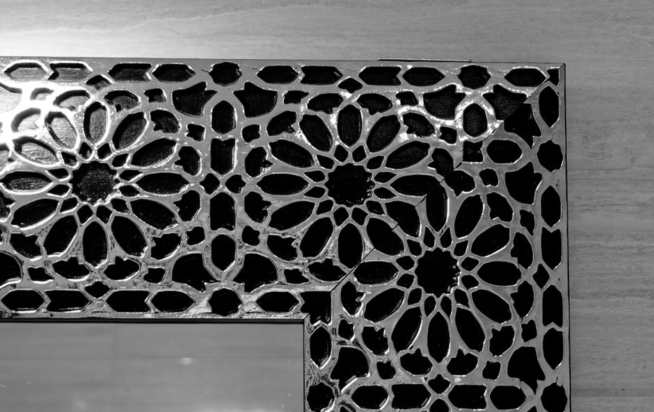 Intricate Black Wall Mirror with Floral Frame