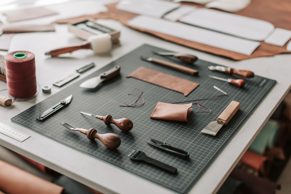Leather Desk Mat with Stitching