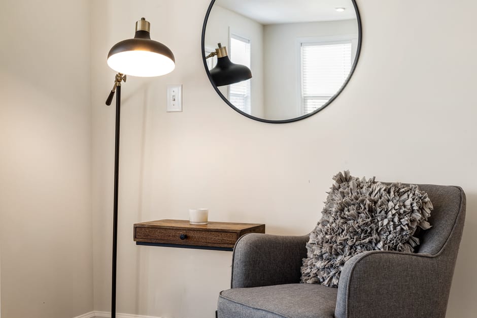 Oversized Armchair with Floor Lamp
