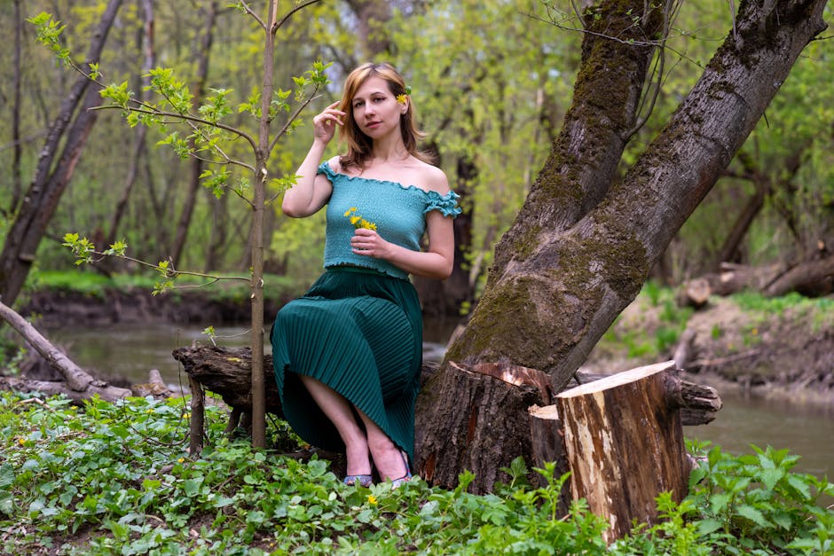 Pleated Midi Skirt and Blouse Combo