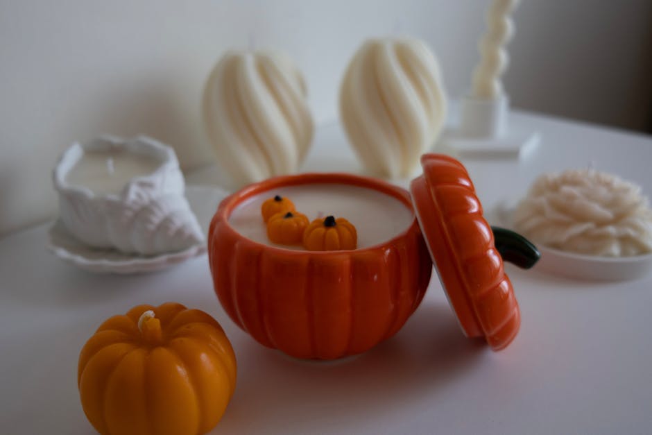 Pumpkin-Shaped Ceramic Candle Holders