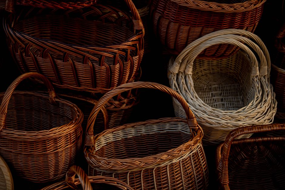 Rattan Scalloped Storage Baskets