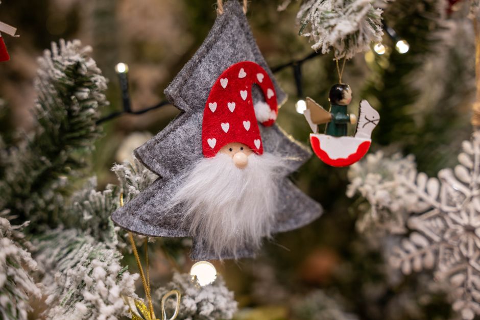 Red and White Felt Ornament Set