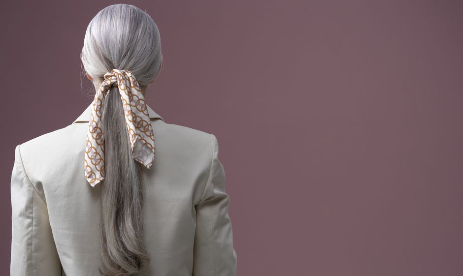 Scarf-Wrapped Low Ponytail
