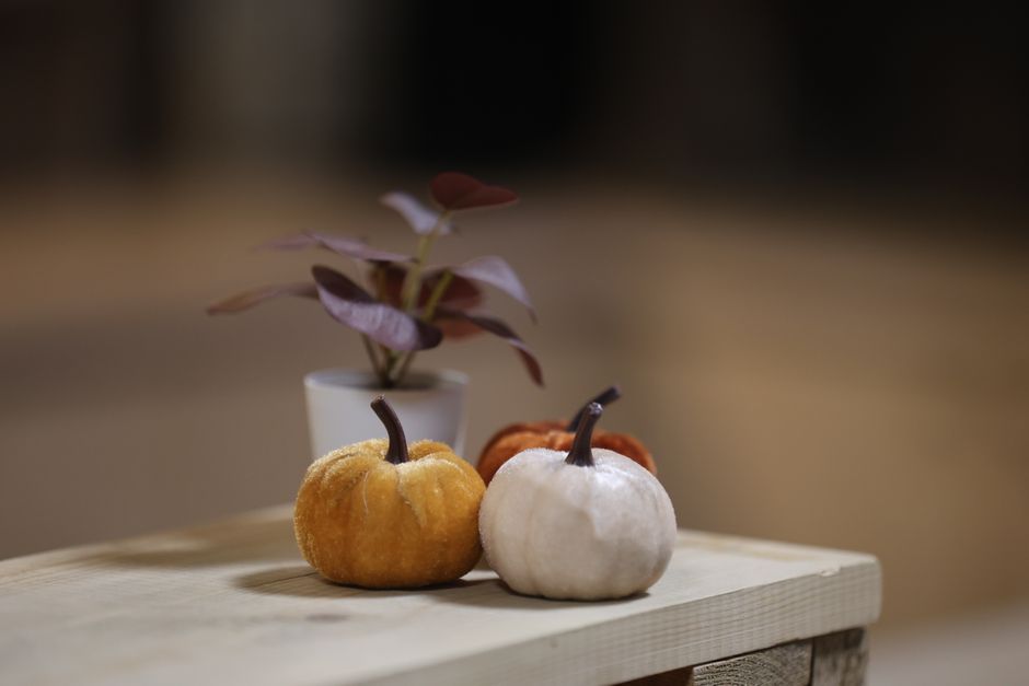Set of Mini White Ceramic Pumpkins