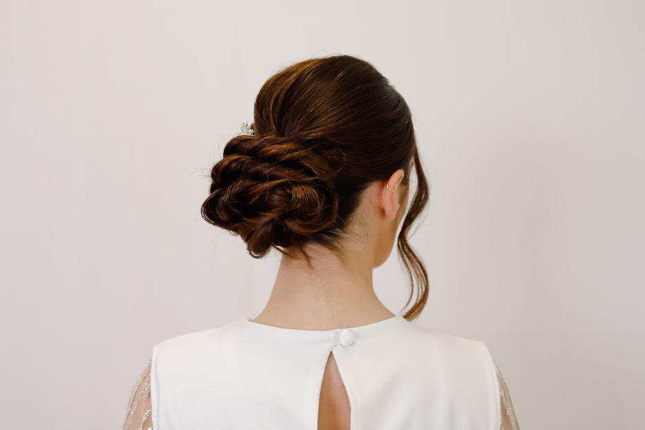 Sleek Middle Part Low Bun & Boar Bristle Brush