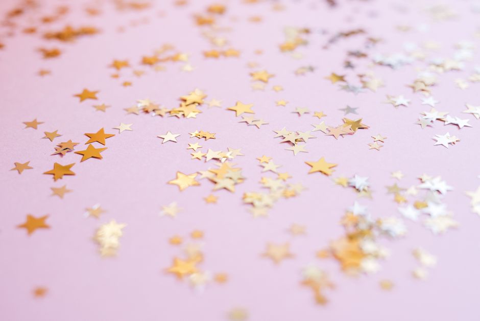Soft Pink with Tiny Gold Stars