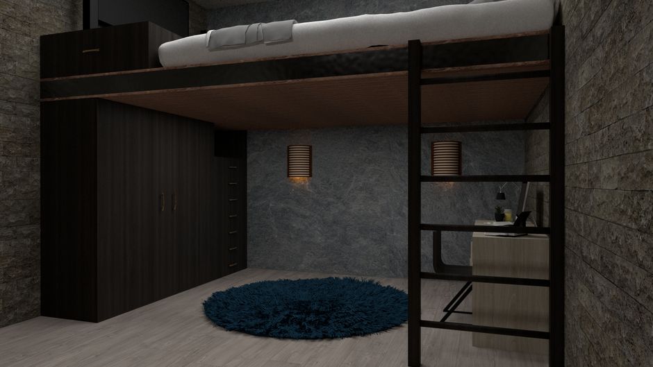 Walker Edison Twin XL Loft Bed with Desk and Shelves