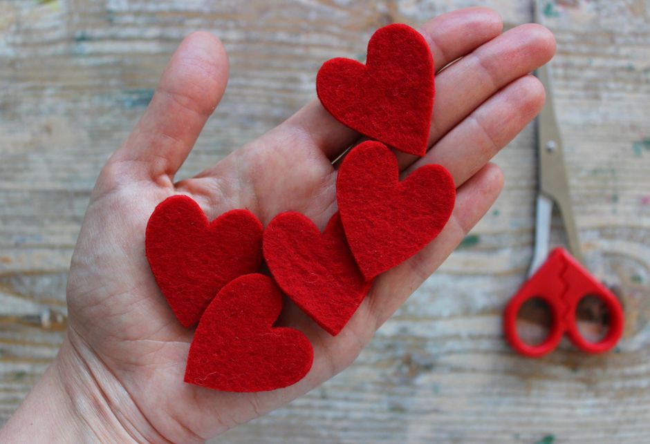 Warm Wool Felt Heart Keychain