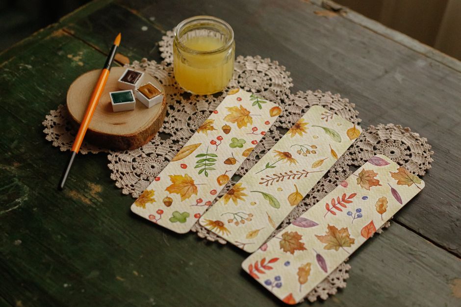 Watercolor Fall Leaves Fabric Banner