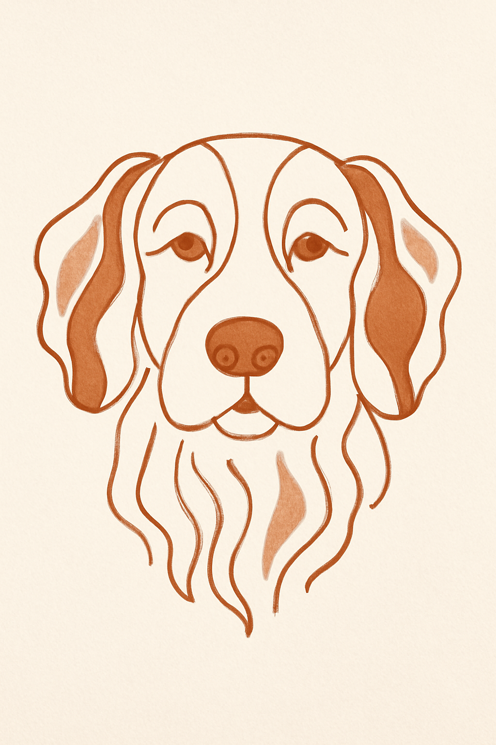 Boho Minimalist Dog Line Art Printable Wall Art Set, Neutral Beige & Terracotta