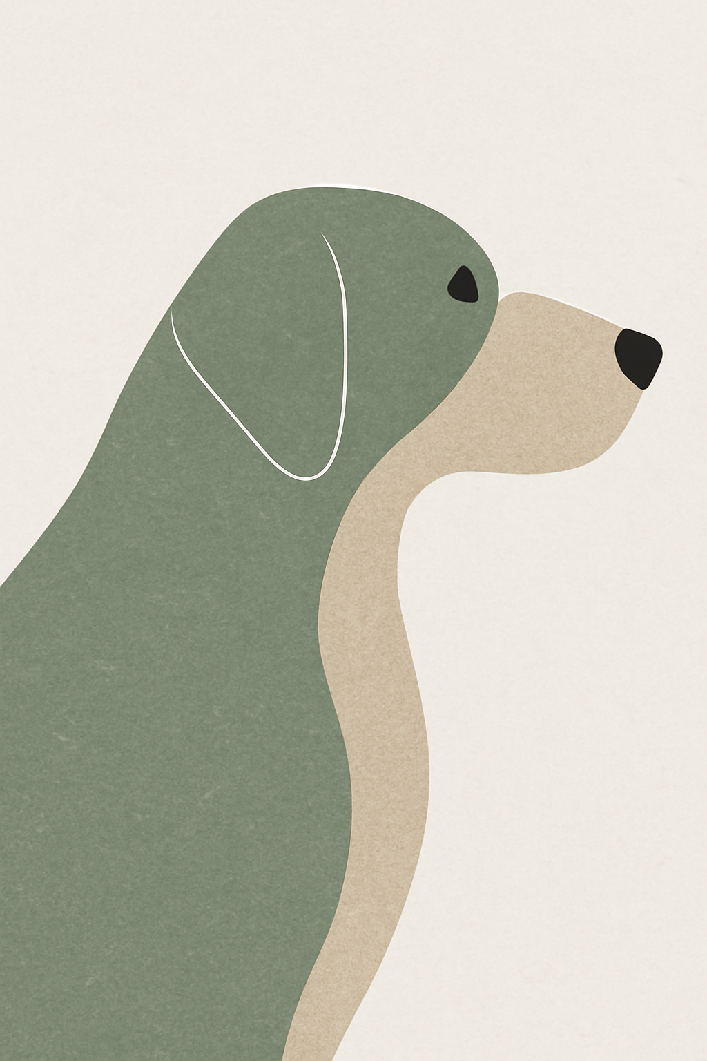 Japandi Style Minimalist Dog Portrait Printable Wall Art Set, Muted Sage & Oatmeal