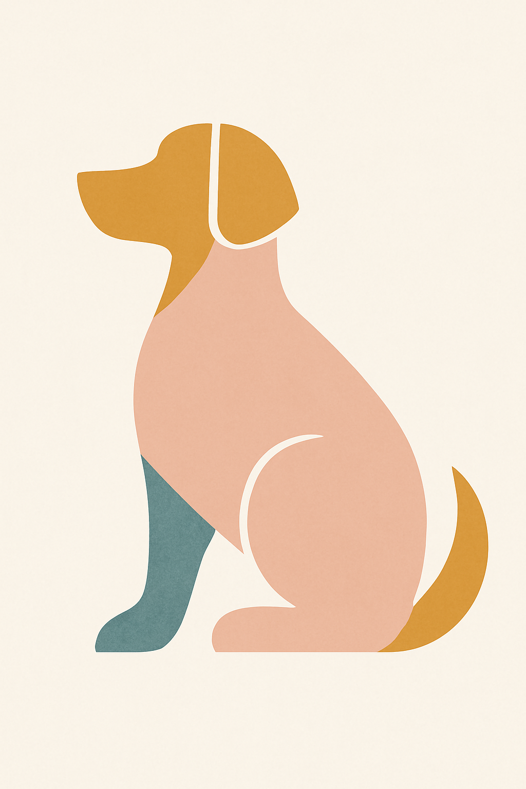 Abstract Pastel Mid-Century Dog Printable Wall Art Set, Mustard Blush Teal