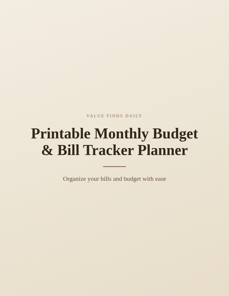 Printable Monthly Budget & Bill Tracker Planner