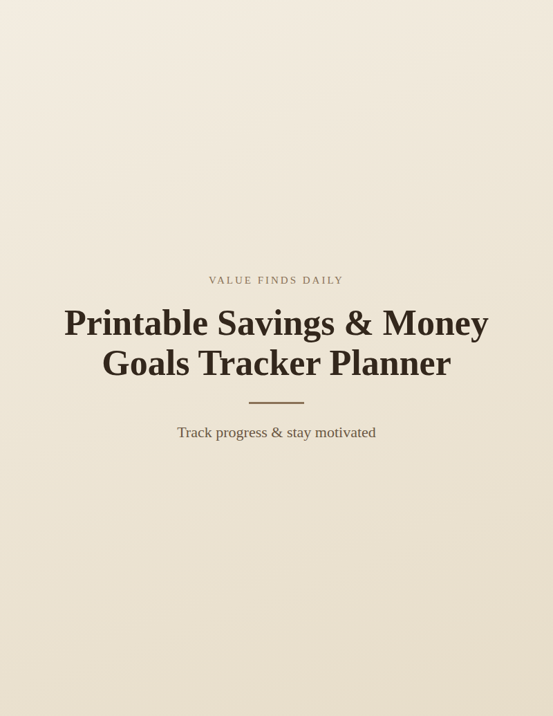 Printable Savings & Money Goals Tracker Planner