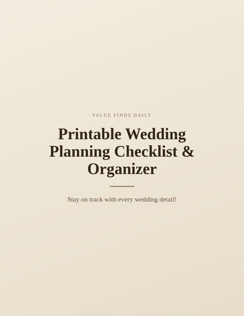 Printable Wedding Planning Checklist & Organizer