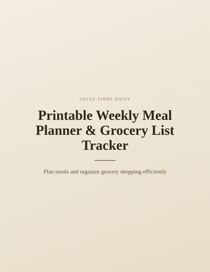 Printable Weekly Meal Planner & Grocery List Tracker