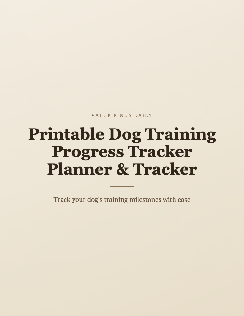 Printable Dog Training Progress Tracker Planner & Tracker