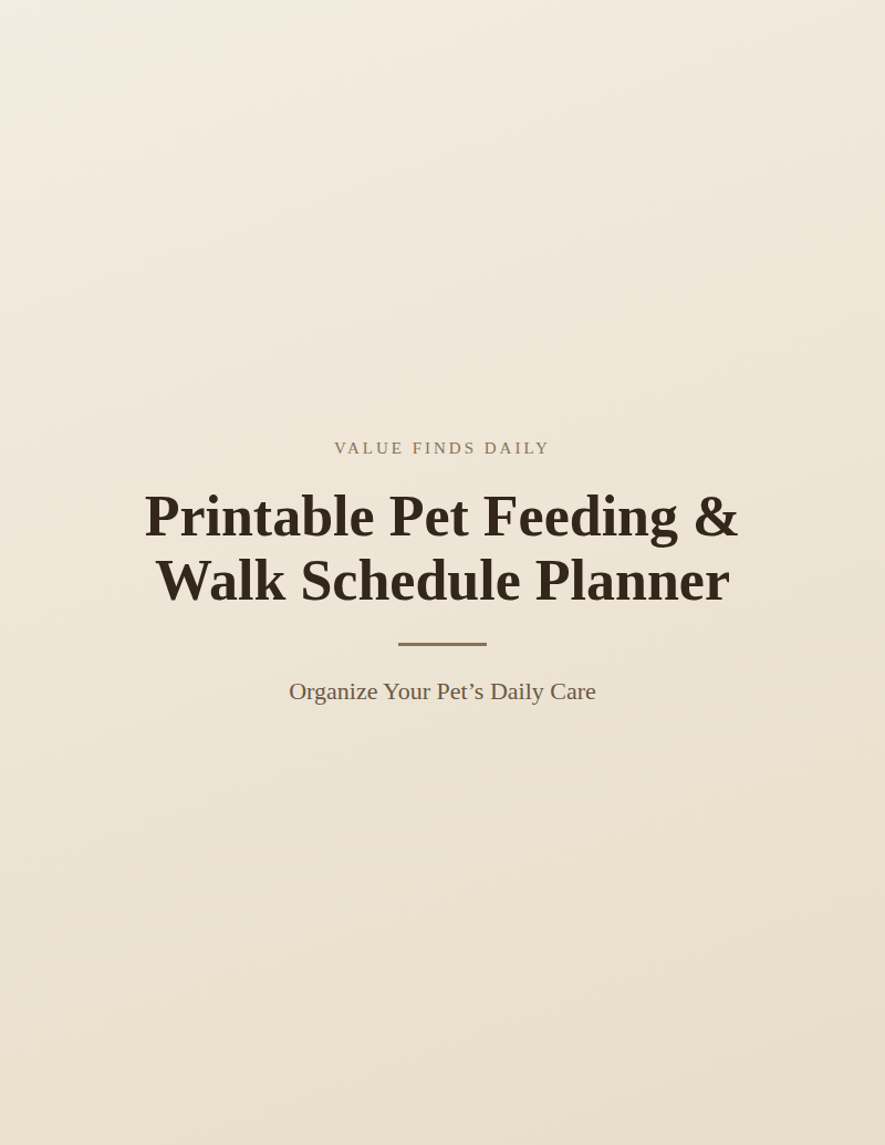 Printable Pet Feeding & Walk Schedule Planner