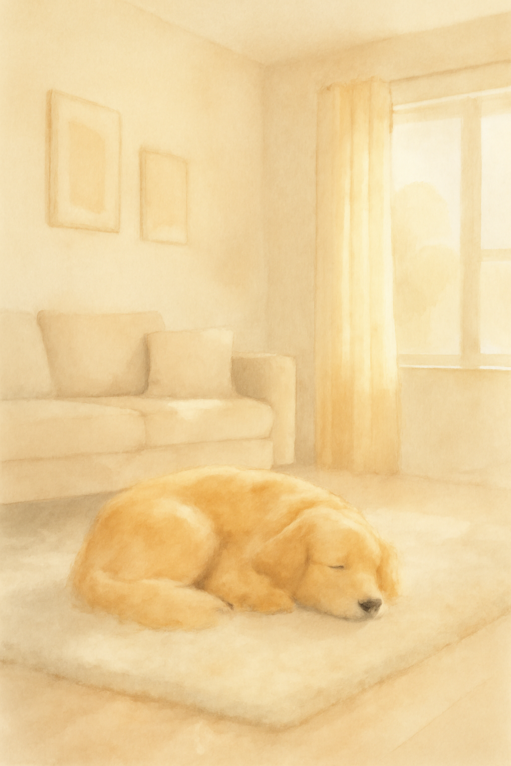 Soft Watercolor Sleeping Dogs Printable Wall Art Set of 3 Prints