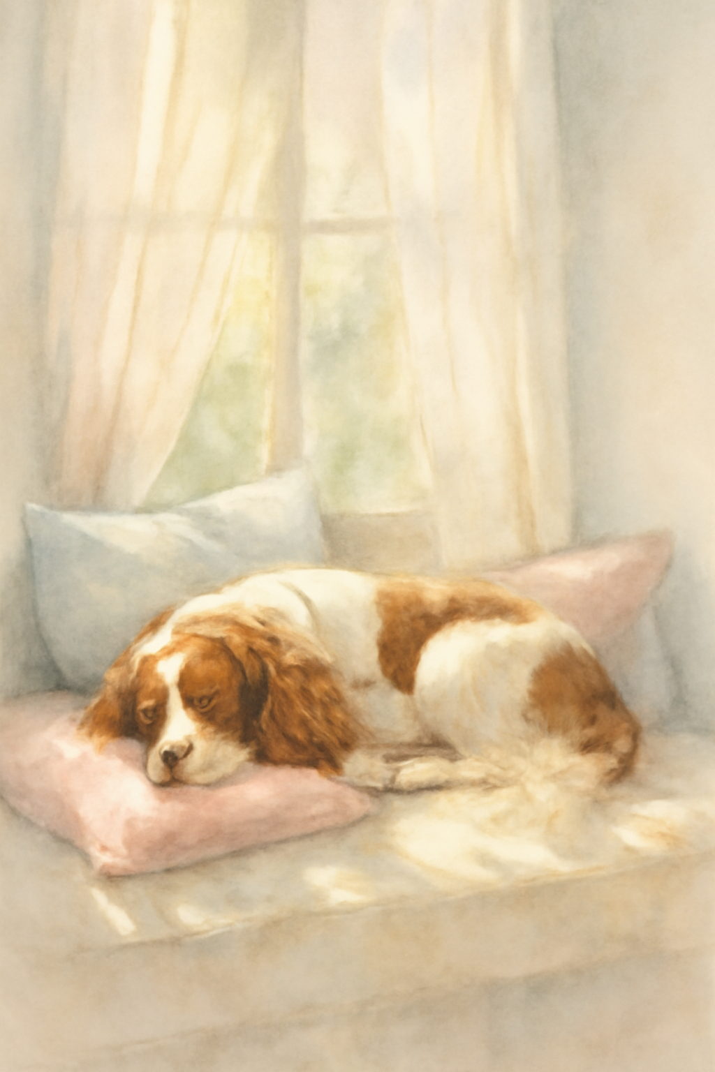 Soft Watercolor Sleeping Dogs Printable Wall Art Set of 3 Prints
